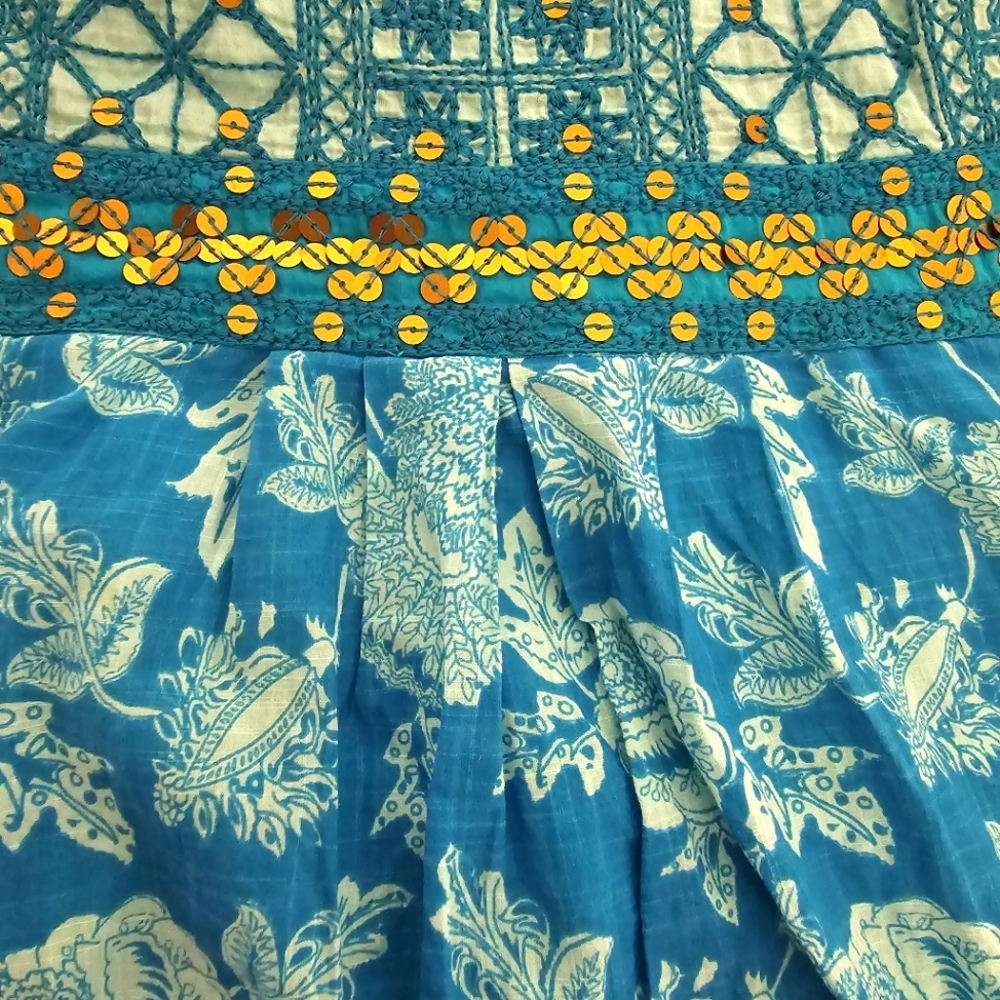 Monsoon Turquoise Cotton Strapless Maxi Dress - Sz 22 - Picture 5 of 10